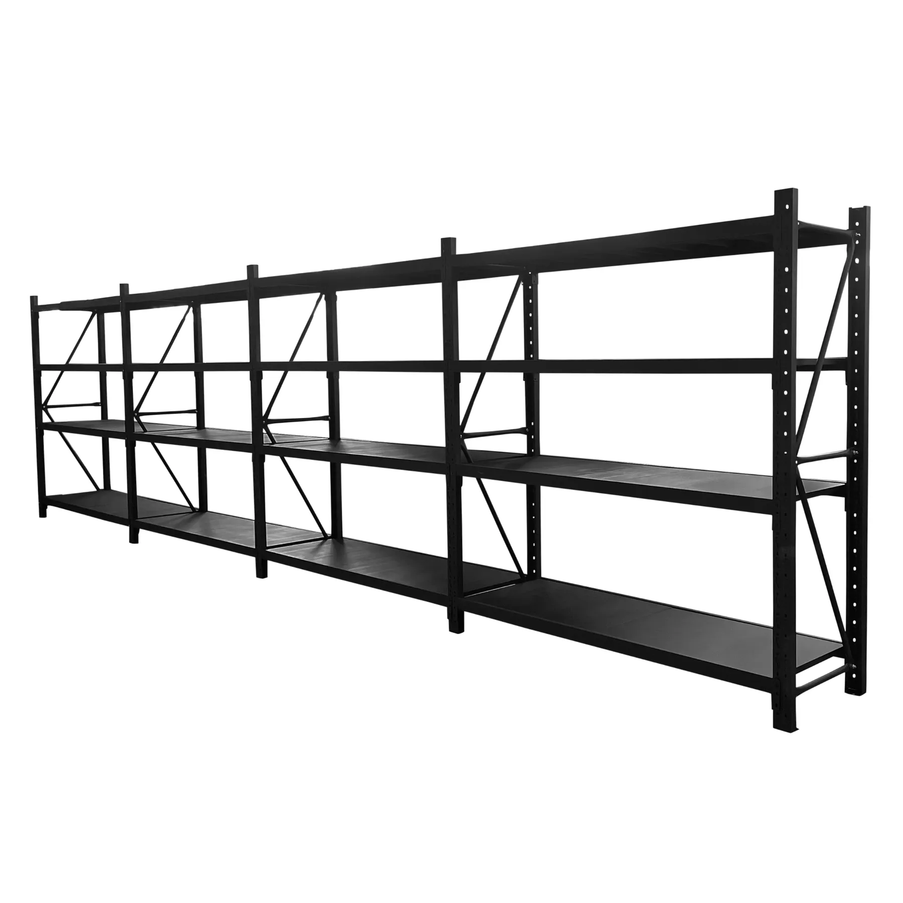 4 Bay Longspan Shelving 1500H x 4800W x 600D Black view 1