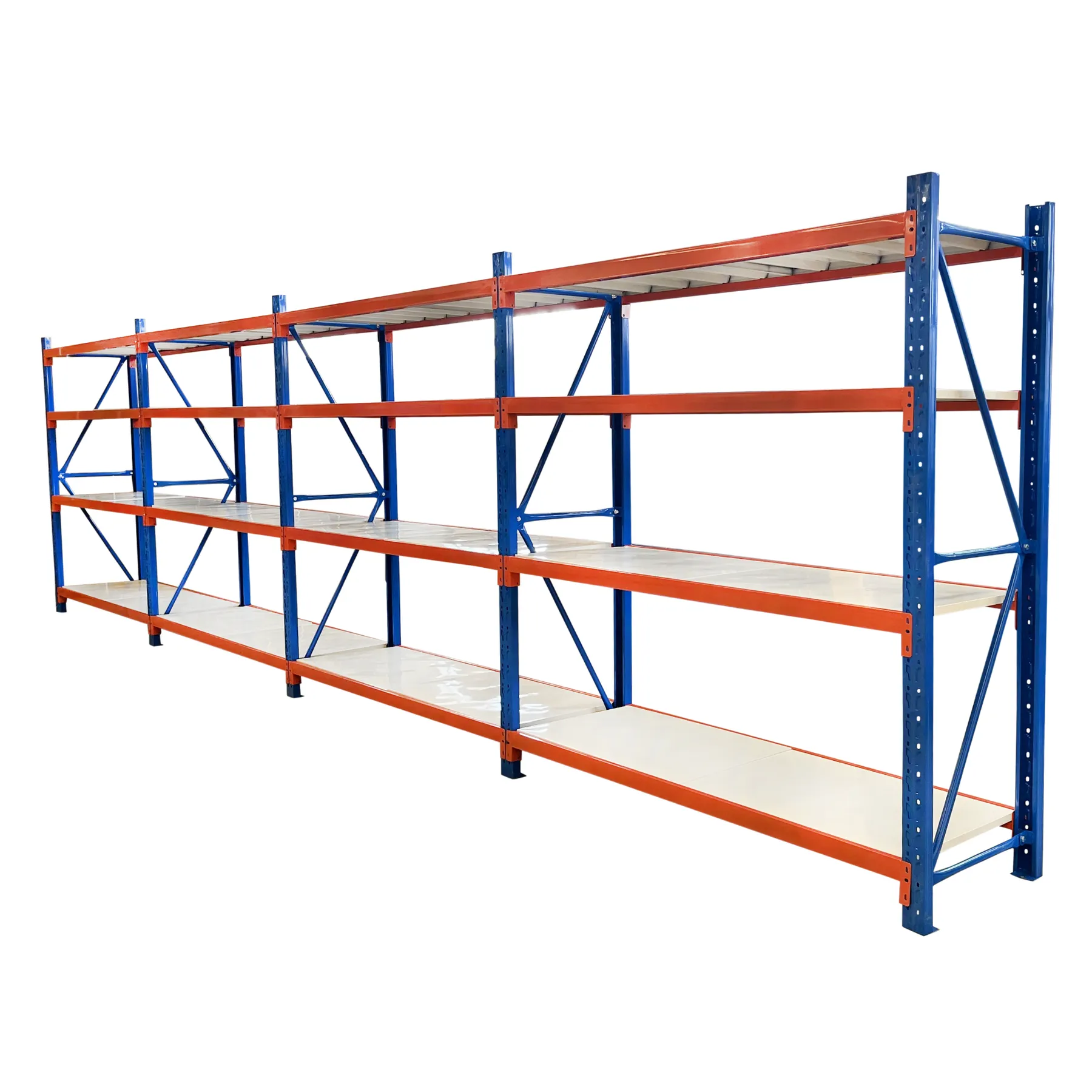 4 Bay Longspan Shelving 2000H x 8000W x 600D Blue/Orange view 1