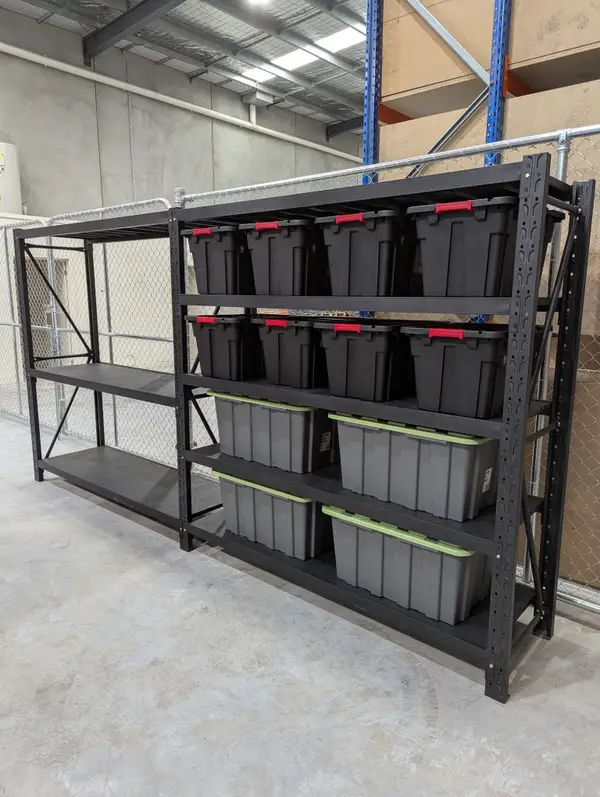 Commercial shelving setup