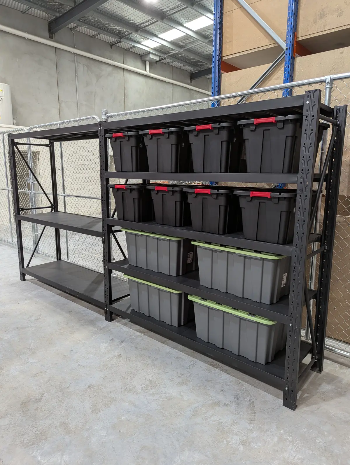 Commercial shelving setup